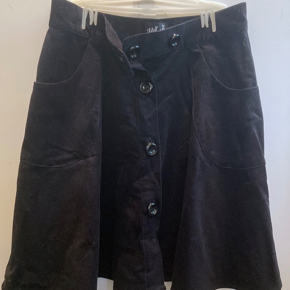 NWT Black Hell Bunny Corduroy Wonder Years Knee Skirt with Buttons and Pockets - Picture 8 of 12